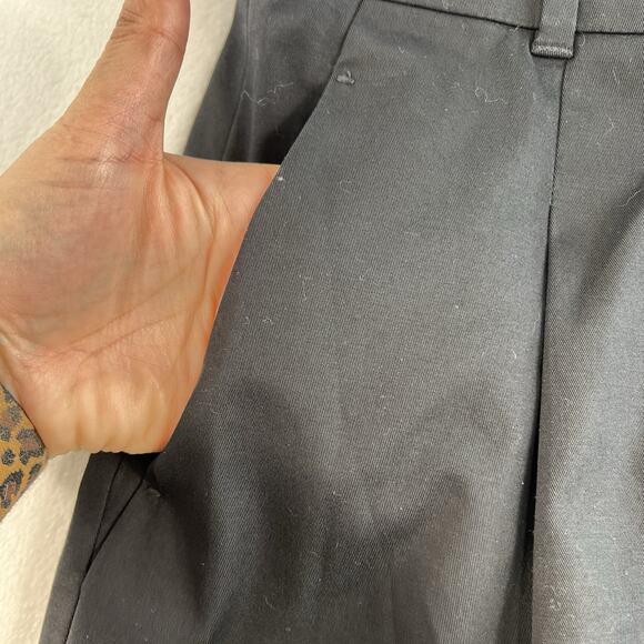 Max Mara Studio Sz 12 Cotton Cropped Trousers Pants Black Pleated Front Italy - Picture 7 of 16